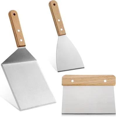 Produktbild von Grillspatel Set 3-teilig, Edelstahl mit Holzgriff, für Garten und Camping