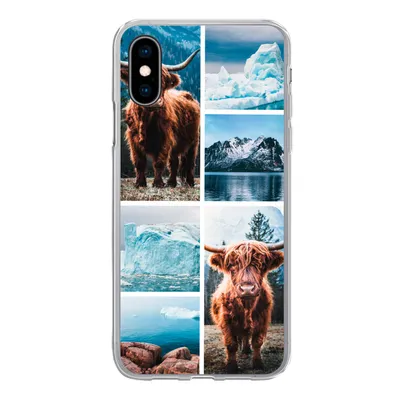 Produktbild von MuchoWow® Handyhülle Schutzhülle Hülle für iPhone X Schottischer Highlander - Eiscreme - Collage Silikon Softcase Handy Hülle - Handyhülle