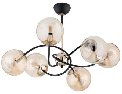 Obrázek produktu pro Závěsné svítidlo AURORA, zlaté a černé, 6xE14x10W, sklo, rozměry: 40x66x66 cm, IP20, Alfa