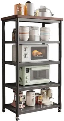 Produktbild von Unyqoos Vielseitiges Metallregal mit 5 verstellbaren Etagen und Rollen für Küche, Büro und Garage