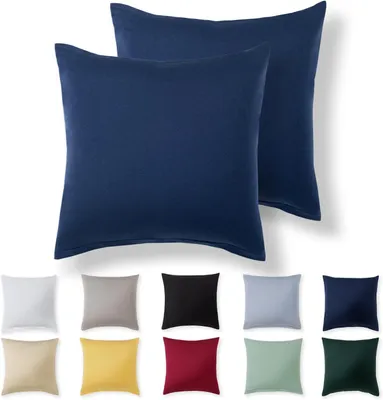 Produktbild von Kissenbezug 40 x 40 cm (2er-Set) - blau - 100% Jersey-Baumwolle - Kissenbezug für Kissen 40 x 40 cm, Jersey-Kissenbezüge