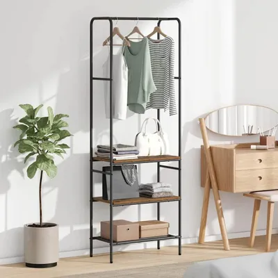 Produktbild von Möbel Kleiderständer mit Regalen mit Regal Altholz 60 x 30 x 171 cm - Garderobenständer 868461