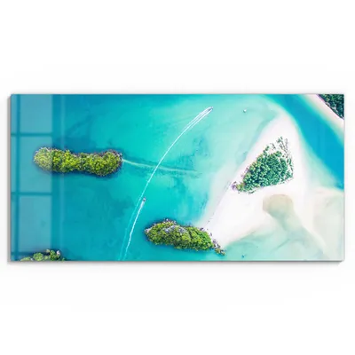 Produktbild von DEQORI Glasbild Echtglas 60x30 cm 'Sirithan Strand in Krabi' Wandbild Bild modern Deko