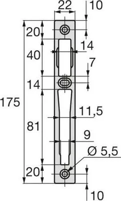 Produktbild von Zentrales Schließblech Alu ASSA ABLOY 175x22x4 mm - 2839.10.1