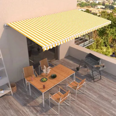 Produktbild von The Living Store Gelenkarmmarkise Einziehbar 600x350 cm Gelb und Weiß