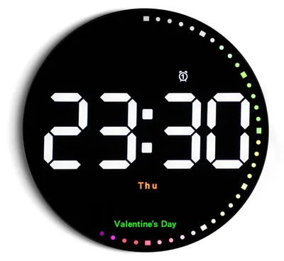 Obrázok produktu pre Digitálne nástenné hodiny – LED hodiny – displej 25,4 cm – diaľkové ovládanie – viacfarebné osvetlenie – dátum/teplota/časovač – 2 budíky