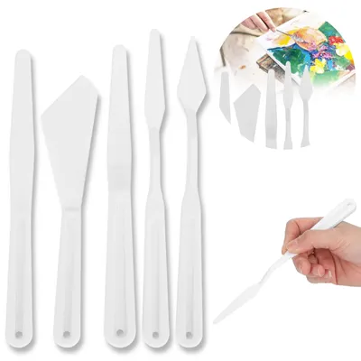 Produktbild von DPCRAFT Malspachtel Set 5 Stück – Kunststoff Spachtel für Acryl-, Öl- & Aquarellfarben – Flexibel & Robust – Ideal für Kunst & kreative Techniken