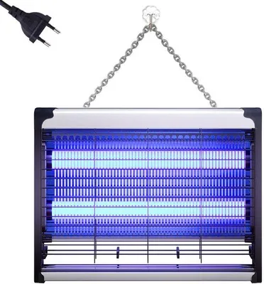 Immagine prodotto di Lampada LED-UV Unyqoos® da 4W per zanzare – distruttore di insetti elettrico con lunghezza d'onda 360-400 nm, per interni ed esterni, pronta all'uso, con contenitore raccogli insetti removibile