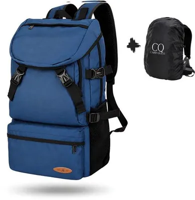 Produktbild von CarryQuest® - 50L Wanderrucksack Nylon Laptopfach Regenhülle Blau