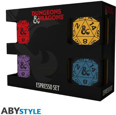 Produktbild von DUNGEONS & DRAGONS - Set 4 Espresso-Tassen - D20