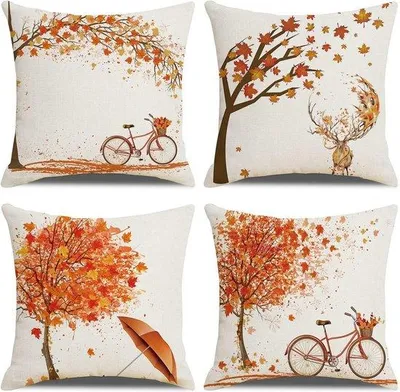 Productafbeelding van Famanu kussensloop, herfstdesign - 45 x 45 cm, 4 stuks