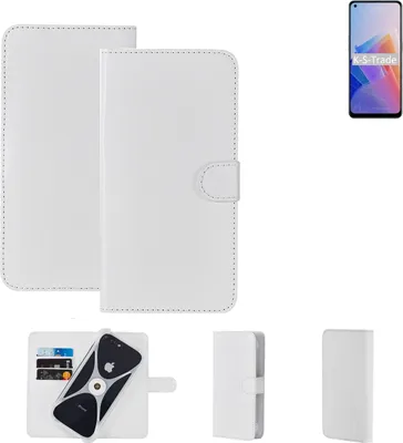 Produktbild von K-S-Trade Handy Hülle Schutz Hülle kompatibel mit Oppo Reno7 Z 5G Cover Case Bookstyle Bumper weiß 1x