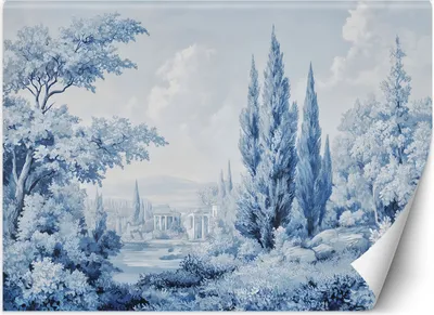 Produktbild von Vlies fototapete Landschaft Wald Bäume Natur Blau 200x140 cm Feeby Blau inkl. Kleber einfache Montage