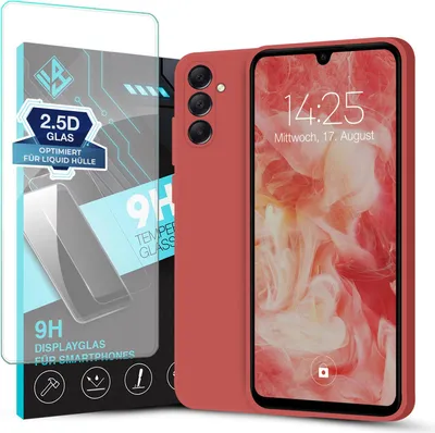 Produktbild von Hülle für Samsung Galaxy A13 5G mit 9H Displayglas Displayschutz Case Cover Bumper Smartphone Softgrip Schutzhülle Farbe: Rot