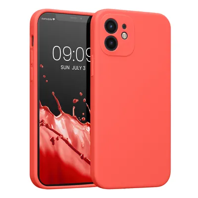 Produktbild von kwmobile Handyhülle kompatibel mit Apple iPhone 12 Hülle - gummierte Handy Case aus Silikon in Leuchtende Koralle