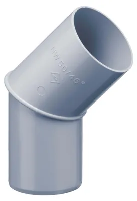 Produktbild von INEFA Regenrohrbogen 45 Grad für Fallrohr, PVC DN50 / 50mm Grau Verbindungsstück Dachrinnenzubehör, einfache Steckmontage,  Germany