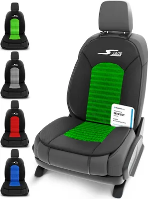 Produktbild von WALSER Car Comfort Auto-Sitzauflage S-Race, Autositzauflage, Sitzkissen-PKW, Universal Sitzschoner-Auto, Sitzauflage-Auto Vordersitze, Sitzunterlage-Auto grün/schwarz