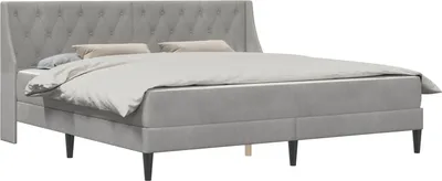 Zdjęcie produktu dla Rama łóżka z materacem Jasnoszary 200 x 200 cm Aksamit