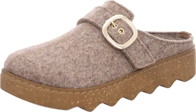 Produktbild von Rohde Damen Pantoffel Softfilz Hausschuh mit Plateau und Schnalle Foggia-D 6117, Größe:41 EU, Farbe:Beige