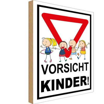 Produktbild von vianmo Holzschild 40x30 cm Vorsicht Kinder Warnschild Hinweisschild