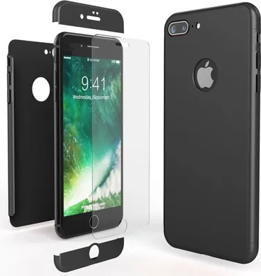 Immagine prodotto di Custodia per cellulare Apple iPhone 7 Plus con protezione per lo schermo di NALIA, custodia a 360° nera