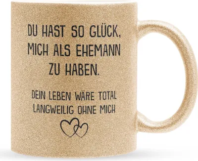 Produktbild von 22Feels Glitzertasse Gold Ehefrau Geschenk Erster Hochzeitstag Kaffeetasse Frauen Hochzeitsjubiläum Valentinstag Weihnachten Ehepaar Geburtstag Geschenkidee Bürotasse