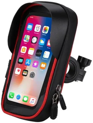 Image de Support de téléphone étanche pour vélo - Support de téléphone pivotant à 360 degrés - Portable, compatible avec les écrans tactiles sensibles - Déverrouillage rapide - Boucle étanche - Pour les smartphones dotés d'un écran de moins de 6,4 pouces