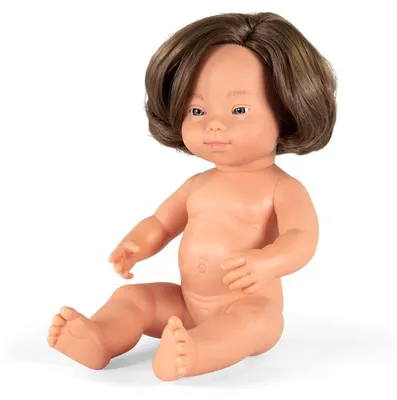 Produktbild von Puppe Mädchen mit Down Syndrom hellhäutig 38 cm