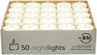 Produktbild von 50 Stück Teelichter 8 Stunden Brenndauer Kerze Windlicht weiß Teelicht Paraffin ohne Duft