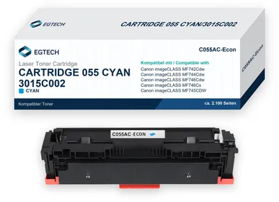 Produktbild von Toner kompatibel mit Canon Cartridge 055 Cyan Cyan imageCLASS MF742Cdw MF744Cdw
