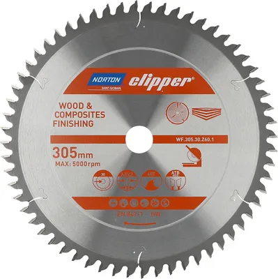 Zdjęcie produktu dla Tarcza tnąca Norton Clipper do drewna / materiałów kompozytowych 305x30 60Z