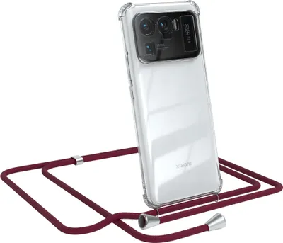 Produktbild von EAZY CASE Handykette kompatibel mit Xiaomi Mi 11 Ultra, Handyhülle mit Umhängeband, Handykordel, Schutzhülle Clear, Band in Rot