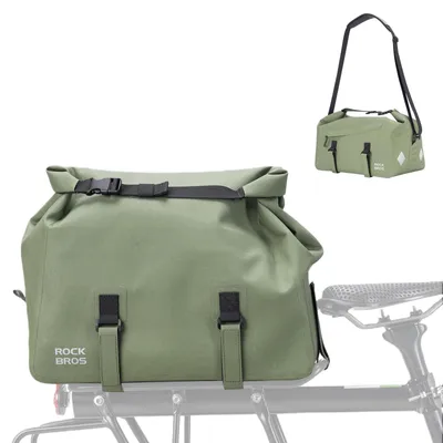 Produktbild von ROCKBROS Fahrradtasche 16L wasserdichte Gepäckträgertasche mit Rollverschluss Robuste Rear Rack Bag für Pendeln Touren Grün