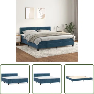 Produktbild von The Living Store Boxspringbett mit Matratze Dunkelblau 160x200 cm Samt