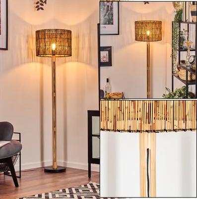 Produktbild von Casalina Stehlampe aus Holz/Metall und Schirm aus Rattan/Wienergeflecht