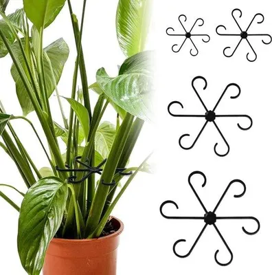 Image de Supports pour plantes, supports noirs, lot de 4