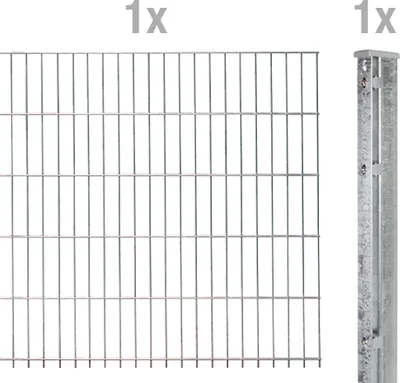 Immagine prodotto di Alberts 644598 Staccionata doppia come set completo di recinzione, zincata a caldo, altezza 163 cm, lunghezza 2,5 m