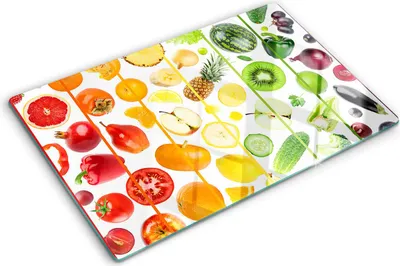 Obrázek produktu pro Kryt varné desky – Kryt na indukční desku – Ochranná skleněná deska – 80x52 cm– Skleněné ochranné desky na sporák –Tvrzené sklo –Ovoce a zelenina