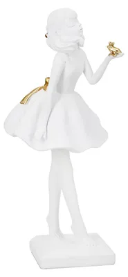 Image de Gilde Figur, Femme, "Le Roi Grenouille", Polypropylène, blanc, doré, Lot de 2, L. 10,5 cm, l. 11 cm, H. 24 cm, 55556, 4063387555569