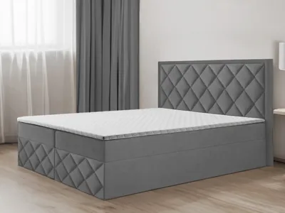 Produktbild von Bett, Boxspringbett DORMI 3, mit Bonell-Matraze, T25 Topper, Federkern, Doppelbett, Stauraum, 200x200 cm, (Dunkelgrau - ITAKA 14)