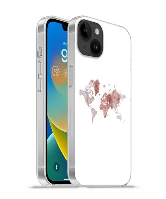 Produktbild von MuchoWow® Handyhülle Schutzhülle Hülle für Apple iPhone 14 Plus - Soft case Weltkarte - Rosa - Farbe Silikon Softcase Handy Hülle - Abbildung