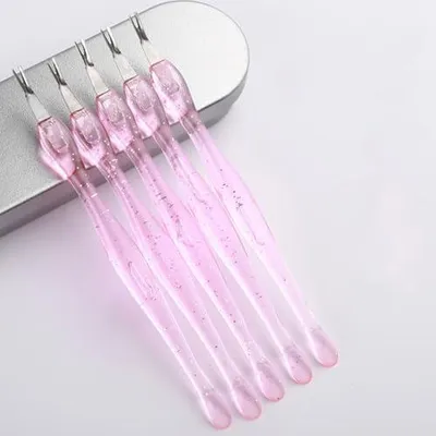 Imagen del producto de Herramientas de manicura para la eliminación de cutículas, juego de 10 unidades de acero inoxidable con doble cabeza, diseñadas para remover la piel muerta y el cuidado de las uñas, color rosa