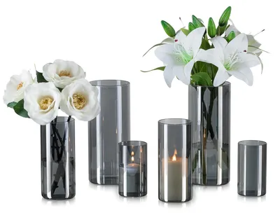 Immagine prodotto di Omgoods - Set di 6 cilindri in vetro nero per decorazione