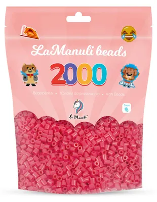 Zdjęcie produktu dla La Manuli Koraliki do prasowania jasnoczerwone 2000 szt. Midi 5 mm – prasowanki, koraliki termiczne, zestaw uzupełniający, mozaika pixel art