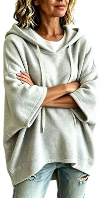 Immagine prodotto di Felpa con cappuccio da donna, in pile, con maniche a 3/4 e tasche