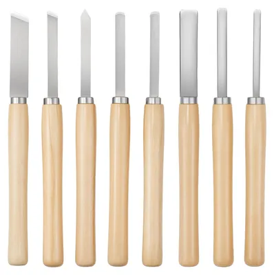 Produktbild von VEVOR Holz-Drehwerkzeuge für Drehmaschine 4-teiliger Satz, Hartmetall-Drehwerkzeuge mit Diamantform, runden, quadratischen Schneidern, Drehmeißeln mit komfortablen Griffen, Drehwerkzeuge für Bastel-DIY-Hobbyisten, 8 STK