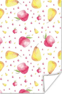 Produktbild von MuchoWow® Poster Obst - Aquarell - Muster 20x30 cm - Papierdruck