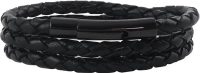 Zdjęcie produktu dla König Design skórzany naszyjnik skórzany pasek skórzana bransoletka 4 mm męski naszyjnik 17 cm - 100 cm pleciony, długość: 60 centymetrów, kolor: czarny