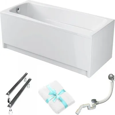 Produktbild von Cersanit | Badewanne - Rechteckbadewanne Lana - 160x70 Cm - Mit Weißer Verkleidung - Inklusive Siphon Und Füße - Acrylwanne