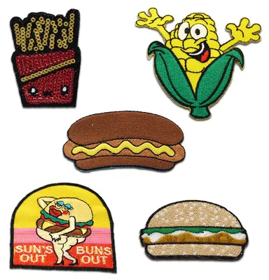 Produktbild von Aufnäher für Erwachsene - Fast Food Set 5 Stück - Aufnäher, Bügelbild, Aufbügler, Applikationen, Patches, Zum Aufbügeln